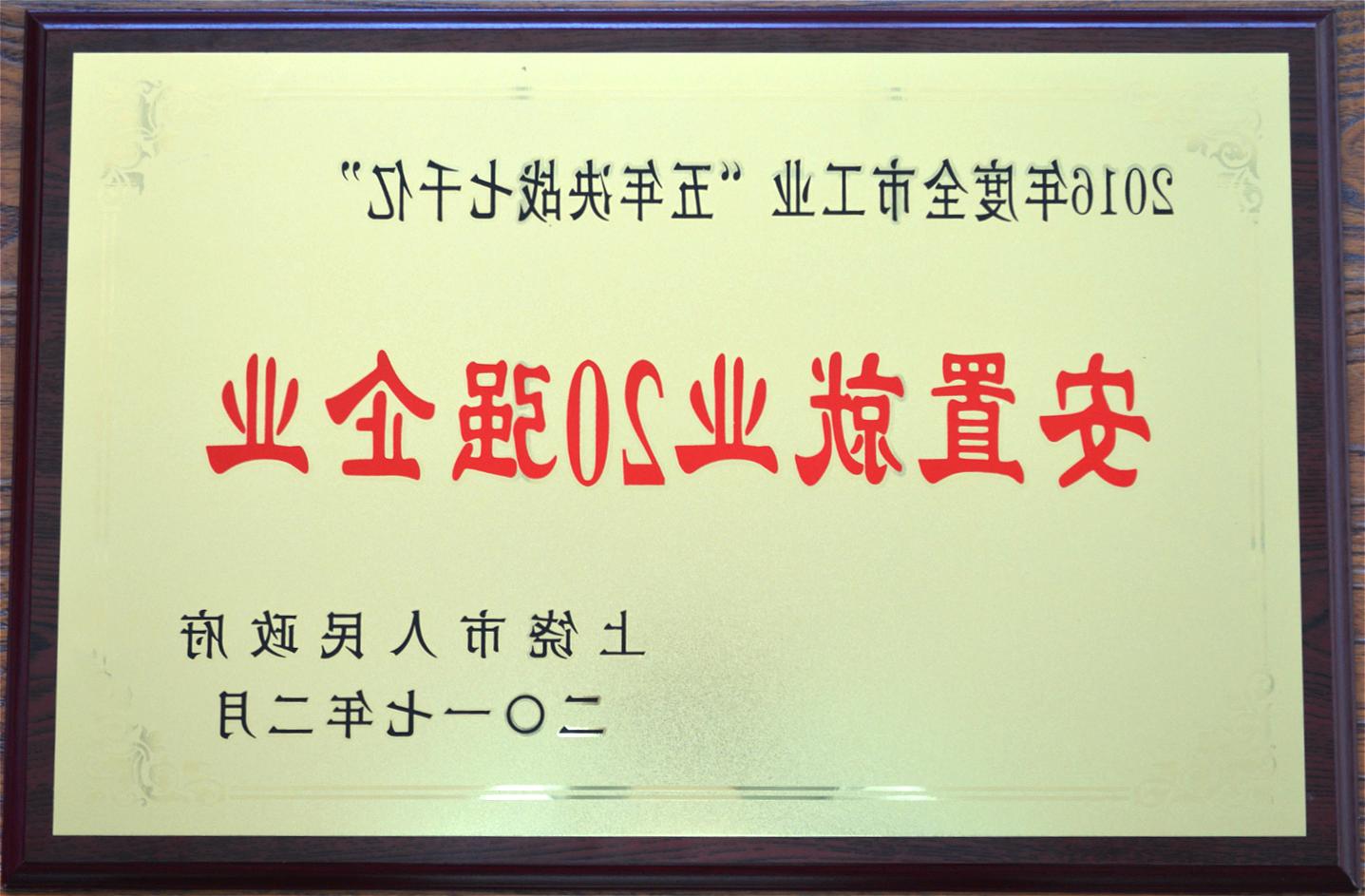 2016年度全市工业“五年决战七千亿”安置就业20强企业